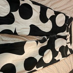 Cider High-Rise Wide-Leg Black & White Flower Print/ Yin-Yang Jean